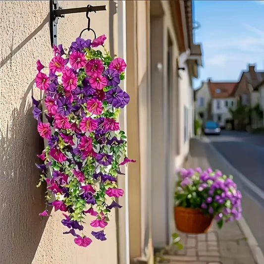 2Pcs Artificial Morning Glory Flowers Mixed Color, Faux Silk Floral for Home Wedding Garden Decor Indoor Outdoor
