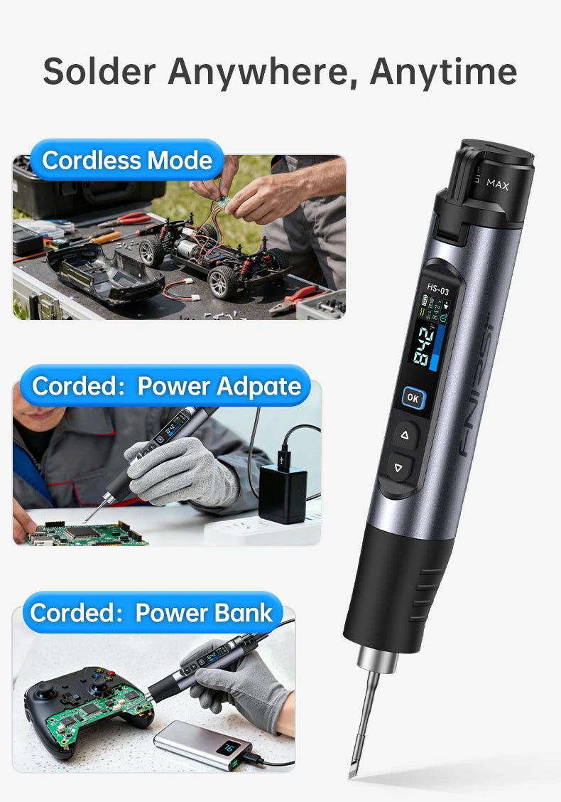 FNIRSI HS-03 Upgraded Soldering Iron 100-450℃ Adjustable Temperature Soldering Pen 10W Portable Repair Tool for DIY Repair Tool