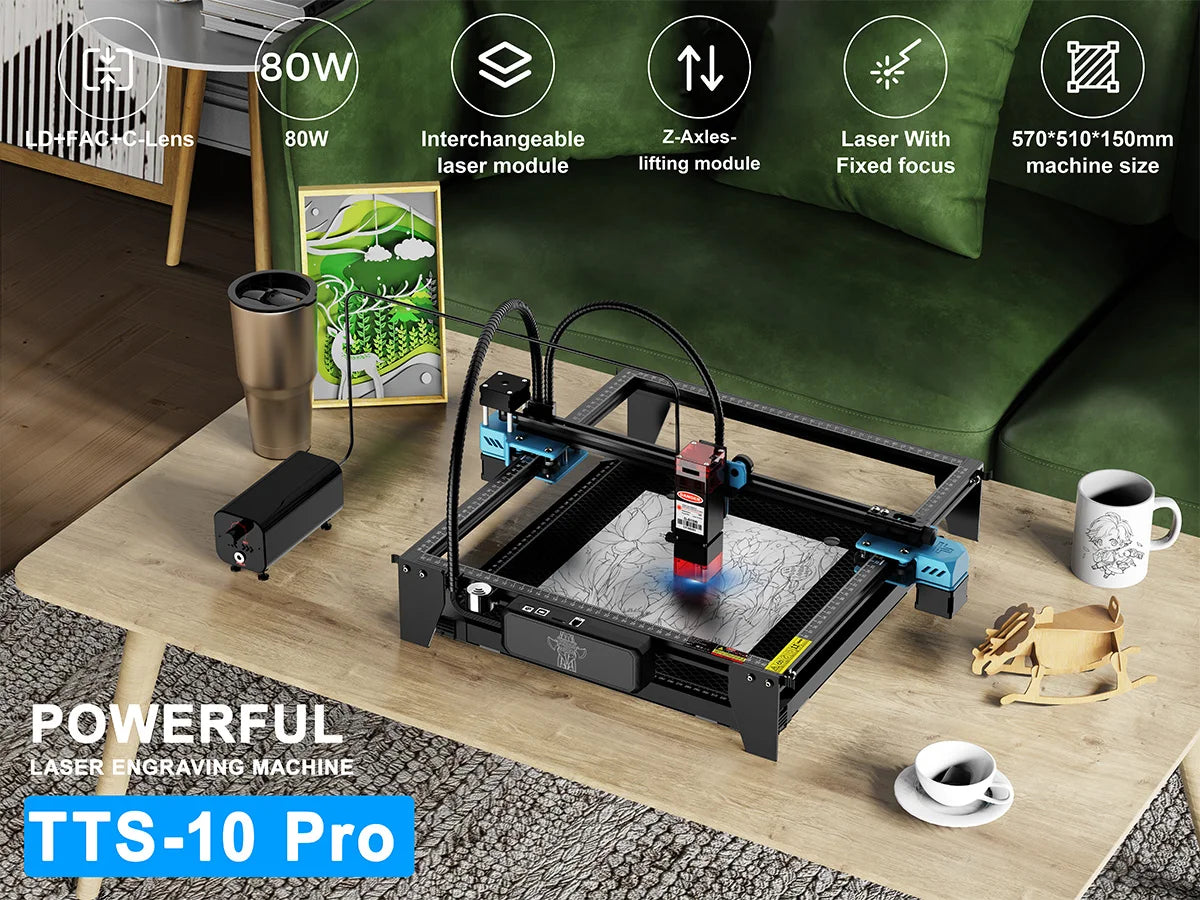 Twotrees TTS-55 Laser Engraver Laser Cutting Machine Laser Engraving Machine Compressed Spot LD+FAC Laser Print Matrix Printer