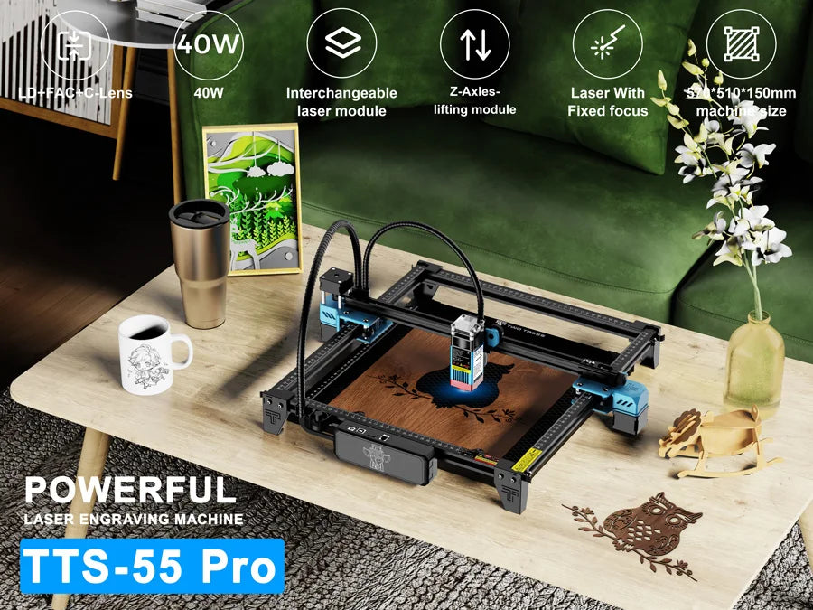 Twotrees TTS-55 Laser Engraver Laser Cutting Machine Laser Engraving Machine Compressed Spot LD+FAC Laser Print Matrix Printer