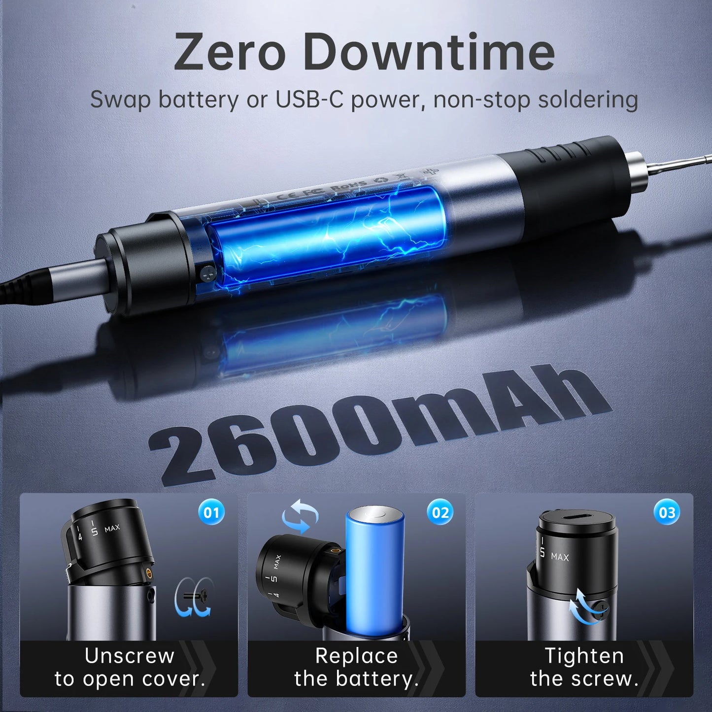 FNIRSI HS-03 Upgraded Soldering Iron 100-450℃ Adjustable Temperature Soldering Pen 10W Portable Repair Tool for DIY Repair Tool