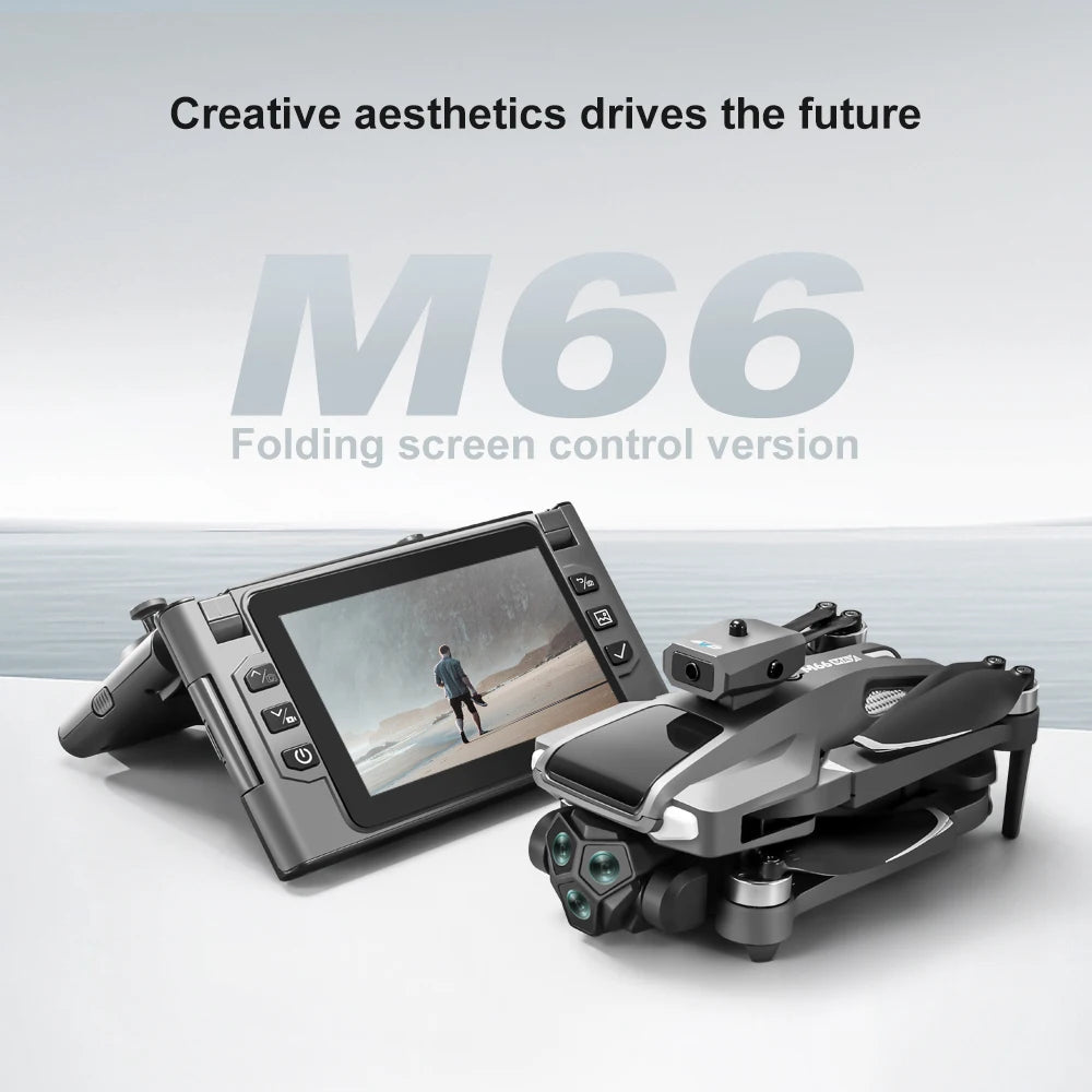 M66 Foldable Screen Drone, 4.5-inch Built-in Remote, 5G FPV Transmission, Brushless Motor, Foldable Portable RC Quadcopter with