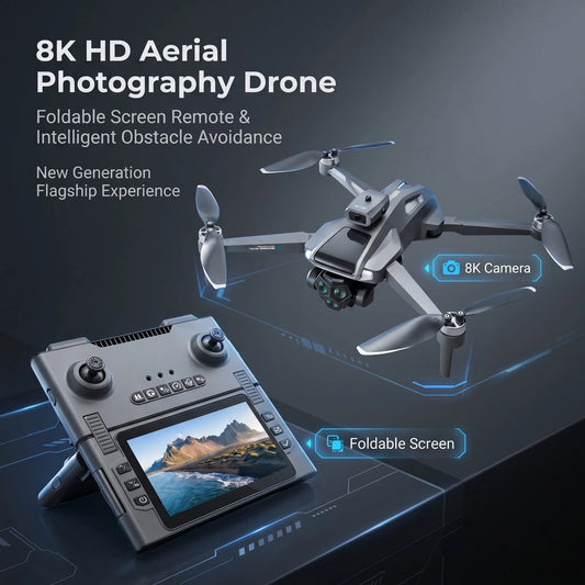 M66 Foldable Screen Drone, 4.5-inch Built-in Remote, 5G FPV Transmission, Brushless Motor, Foldable Portable RC Quadcopter with