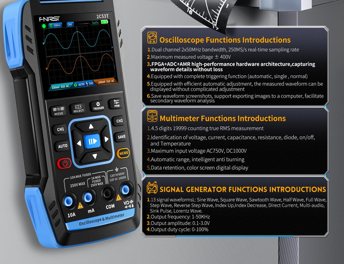 2C23T 2C53T   Oscilloscope Multimeter DDS Generator 10MHz*2 50MS/s