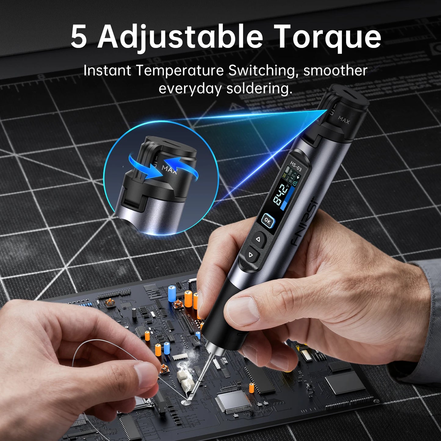 FNIRSI HS-03 Upgraded Soldering Iron 100-450℃ Adjustable Temperature Soldering Pen 10W Portable Repair Tool for DIY Repair Tool