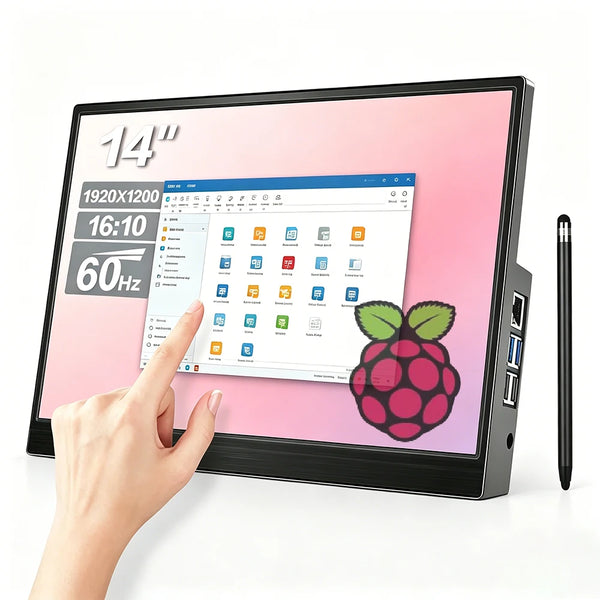 14' Portable Touchscreen Monitor 1920x1200 60Hz with Stylus Pen for Laptop Raspberry Pi PS5 - USB-C Portable Monitor