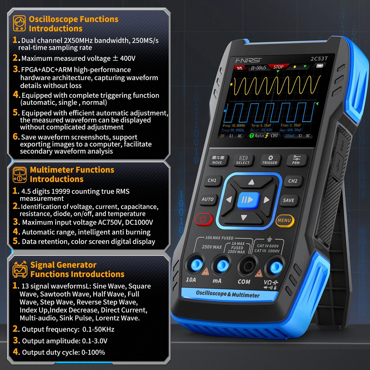 2C23T 2C53T   Oscilloscope Multimeter DDS Generator 10MHz*2 50MS/s