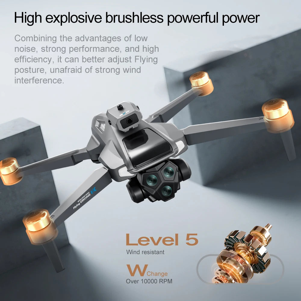 M66 Foldable Screen Drone, 4.5-inch Built-in Remote, 5G FPV Transmission, Brushless Motor, Foldable Portable RC Quadcopter with