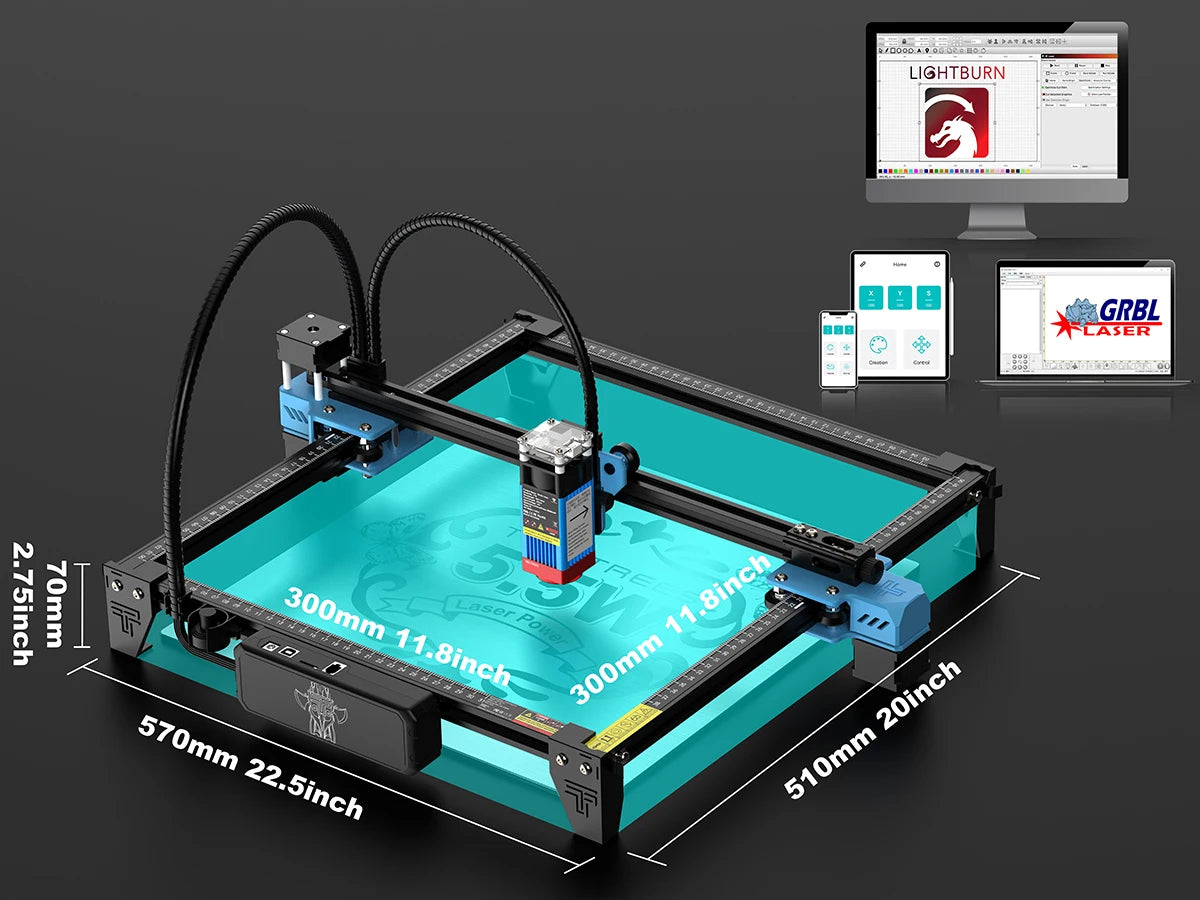 Twotrees TTS-55 Laser Engraver Laser Cutting Machine Laser Engraving Machine Compressed Spot LD+FAC Laser Print Matrix Printer