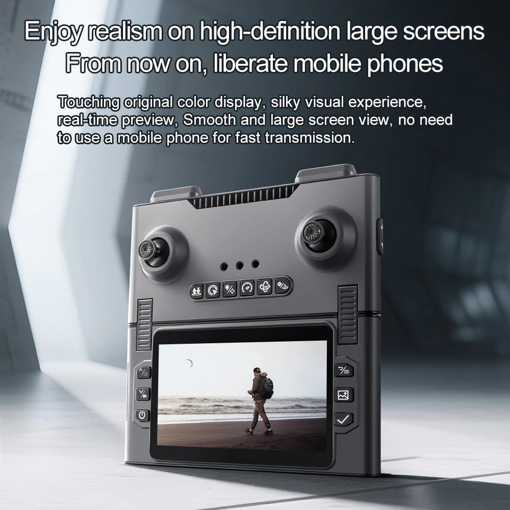 M66 Foldable Screen Drone, 4.5-inch Built-in Remote, 5G FPV Transmission, Brushless Motor, Foldable Portable RC Quadcopter with