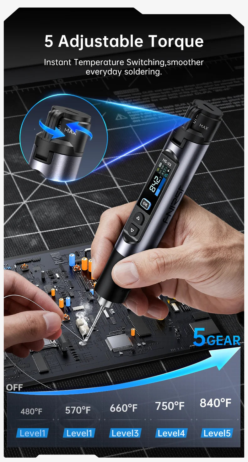 FNIRSI HS-03 Upgraded Soldering Iron 100-450℃ Adjustable Temperature Soldering Pen 10W Portable Repair Tool for DIY Repair Tool