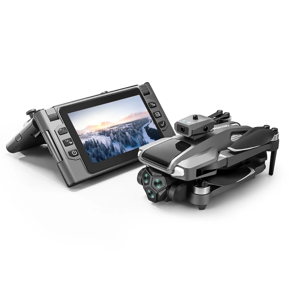M66 Foldable Screen Drone, 4.5-inch Built-in Remote, 5G FPV Transmission, Brushless Motor, Foldable Portable RC Quadcopter with