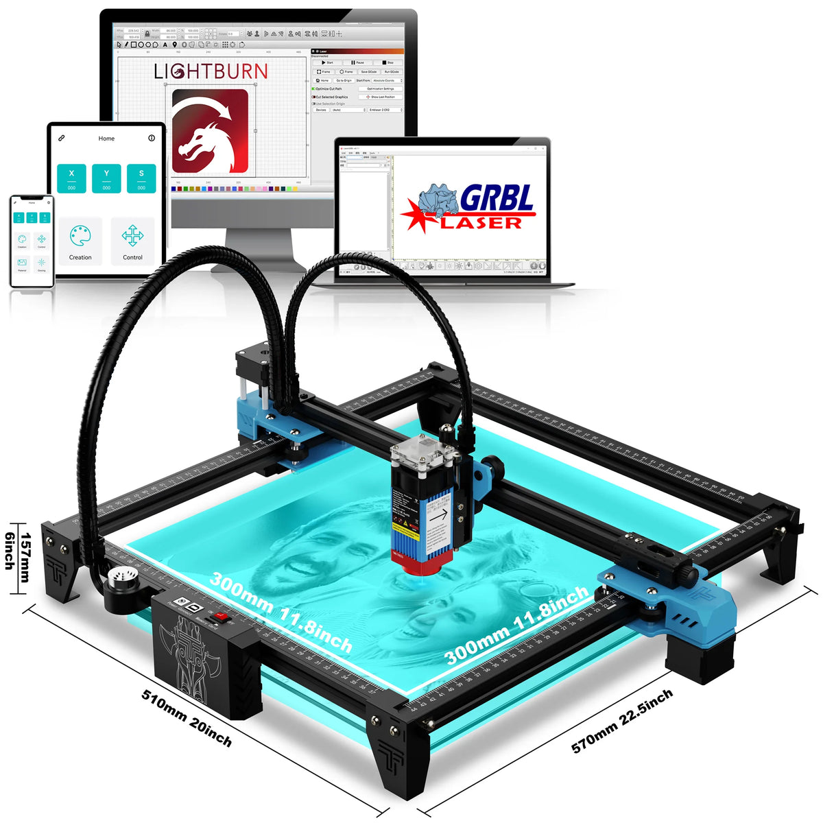 Twotrees TTS-55 Laser Engraver Laser Cutting Machine Laser Engraving Machine Compressed Spot LD+FAC Laser Print Matrix Printer