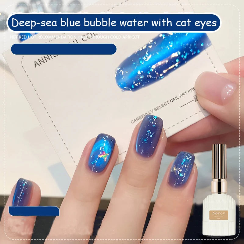 2026 New Sparkling Crystal Cat Eye Gel Nail Polish Bubble Water Effect UV Gel Nail Art Salon Use