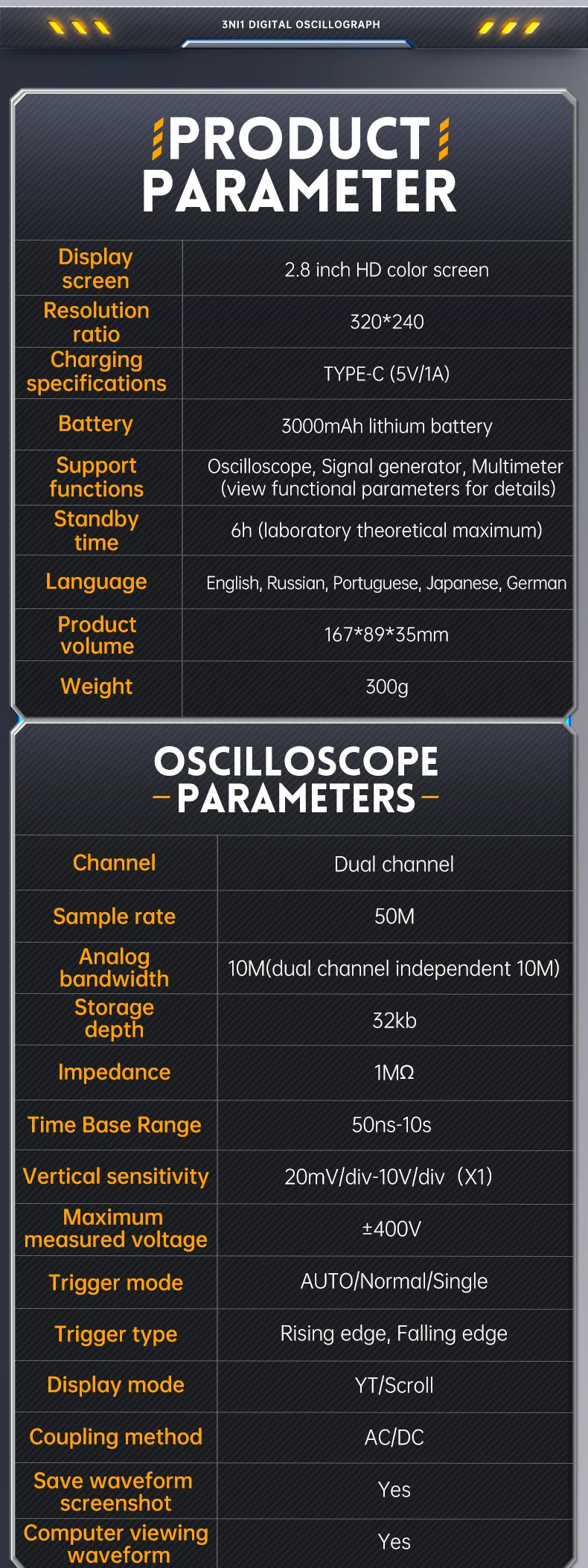 2C23T 2C53T   Oscilloscope Multimeter DDS Generator 10MHz*2 50MS/s